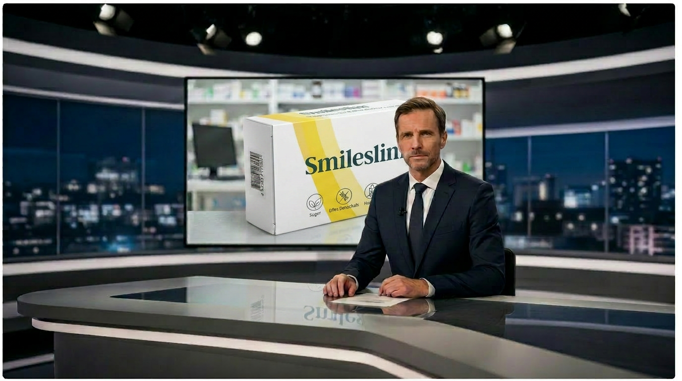 Nachrichtensprecher berichtet über SmileSlim